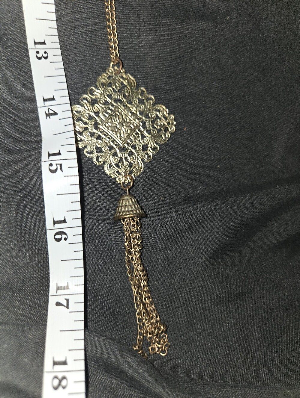 Vintage-Style Filigree Tassel Pendant Necklace